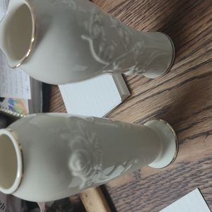 Lenox rose vases5 7/8" white